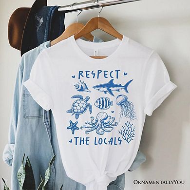 Respect the Locals Ocean Animals T-Shirt, Cute Vacation Tee