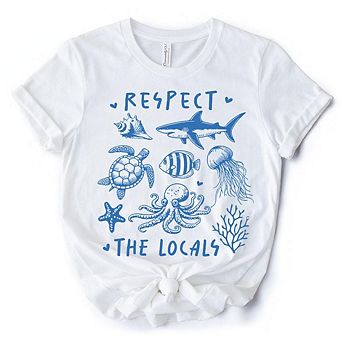 Respect the Locals Ocean Animals T-Shirt, Cute Vacation Tee