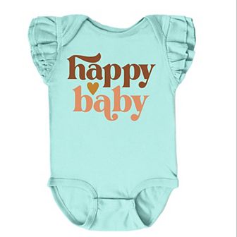 The Juniper Shop Boho Happy Baby Flutter Sleeve Bodysuit