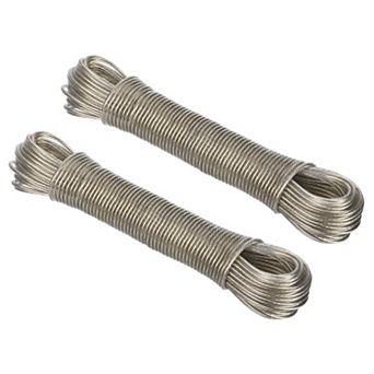 Plastic Coated Clothesline, 2 Pack 1/8 Inch x 66 FT Extra Strong Steel Core Clothes Lines Wire