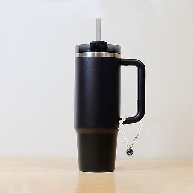 Imitation Pearl Chain Round Letter S Water Cup Pendant 1 Pc