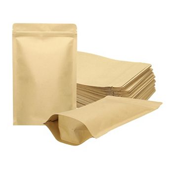 50 pc Kraft Stand Up Pouches Sealable Paper Bags Packaging Zipper Bags for Food Storage, 6x9.4 Inch