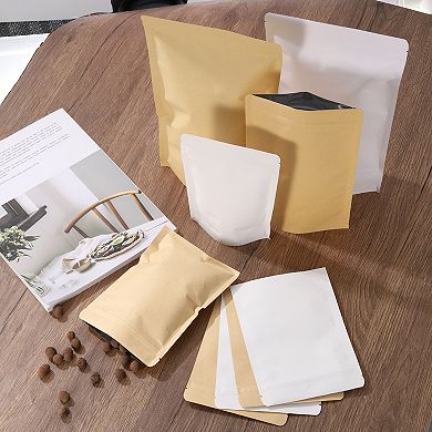 50pcs Kraft Stand Up Pouches Sealable Paper Bags Packaging Zipper Bags for Food Storage, 6x9.4 Inch
