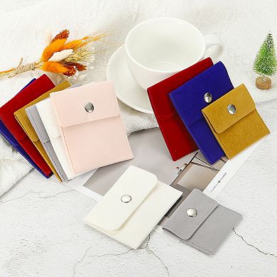 Jewelry Pouch, 4 Pack Velvet Pouches Snap Button Portable Storage Bag for Jewelry Storage