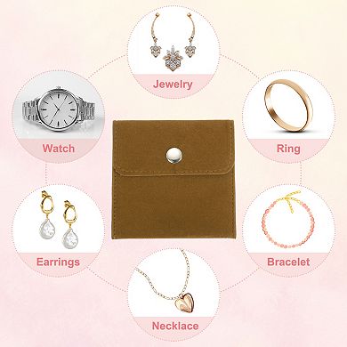 Jewelry Pouch, 4 Pack Velvet Pouches Snap Button Portable Storage Bag for Jewelry Storage
