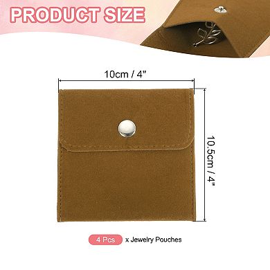Jewelry Pouch, 4 Pack Velvet Pouches Snap Button Portable Storage Bag for Jewelry Storage