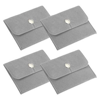Jewelry Pouch, 4 Pack Velvet Pouches Snap Button Portable Storage Bag for Jewelry Storage