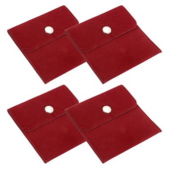 Jewelry Pouch, 4 Pack Velvet Pouches Snap Button Portable Storage Bag for Jewelry Storage