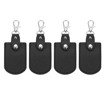 Leather Key Fob, 4 pc Leather Key Fobs with Key Rings DIY Keychain Holder for Home Office Key