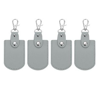 Leather Key Fob, 4 pc Leather Key Fobs with Key Rings DIY Keychain Holder for Home Office Key