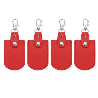 Leather Key Fob, 4 pc Leather Key Fobs with Key Rings DIY Keychain Holder for Home Office Key