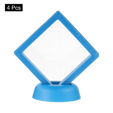 4 Pcs 3D Floating Display Case, Floating Frame Display Holder Stand, Transparent Jewelry Storage Box
