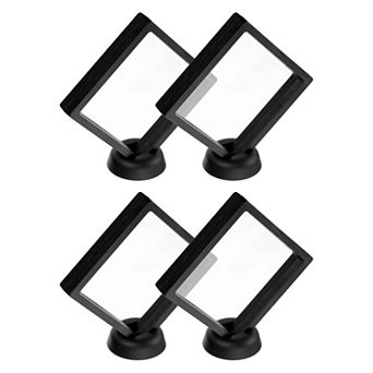 4 pc 3D Floating Display Case, Floating Frame Display Holder Stand, Transparent Jewelry Storage Box