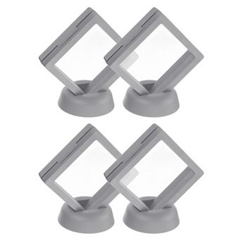 4 pc 3D Floating Display Case, Floating Frame Display Holder Stand, Transparent Jewelry Storage Box
