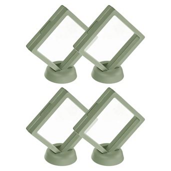 4 pc 3D Floating Display Case, Floating Frame Display Holder Stand, Transparent Jewelry Storage Box