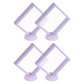 4 pc 3D Floating Display Case, Floating Frame Display Holder Stand, Transparent Jewelry Storage Box