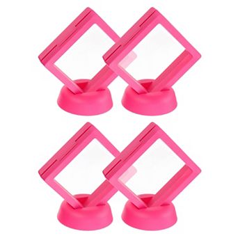 4 pc 3D Floating Display Case, Floating Frame Display Holder Stand, Transparent Jewelry Storage Box