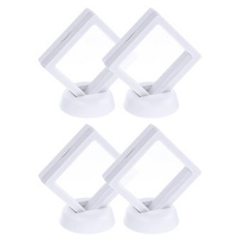 4 pc 3D Floating Display Case, Floating Frame Display Holder Stand, Transparent Jewelry Storage Box