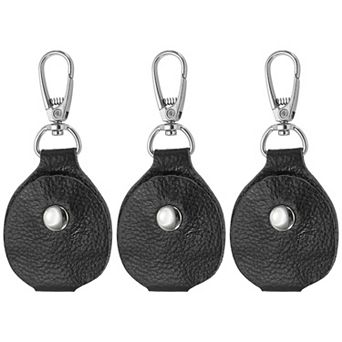 Leather Key Fob, 3 Pack Genuine Leather Keys Cover Portable Key Fob Air Tag Holder for Home Office