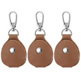 Leather Key Fob, 3 Pack Genuine Leather Keys Cover Portable Key Fob Air Tag Holder for Home Office