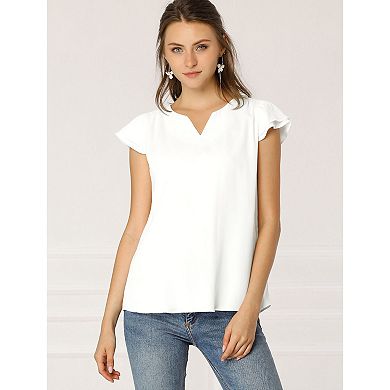 2 Packs Women's V Neck Work Casual Cap Sleeve Blouse Top