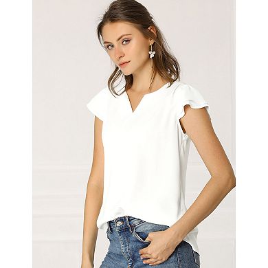 2 Packs Women's V Neck Work Casual Cap Sleeve Blouse Top