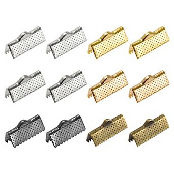 120 pc Ribbon Crimp Clamp Ends, 16mm Bookmark Pinch Cord End Clasps for DIY Craft Making