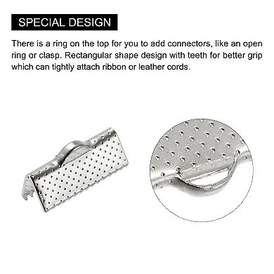120Pcs Ribbon Crimp Clamp Ends, 16mm Bookmark Pinch Cord End Clasps for DIY Craft Making