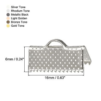 120Pcs Ribbon Crimp Clamp Ends, 16mm Bookmark Pinch Cord End Clasps for DIY Craft Making