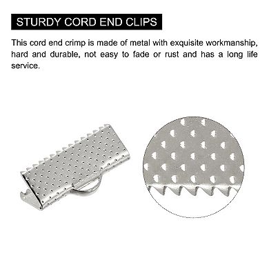 120Pcs Ribbon Crimp Clamp Ends, 16mm Bookmark Pinch Cord End Clasps for DIY Craft Making