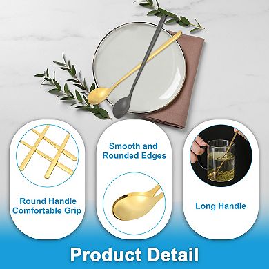 7" Teaspoons, 6pcs Long Spoon Coffee Spoon 304 Stainless Steel Long Handle Iced Tea Spoon Tea Spoons