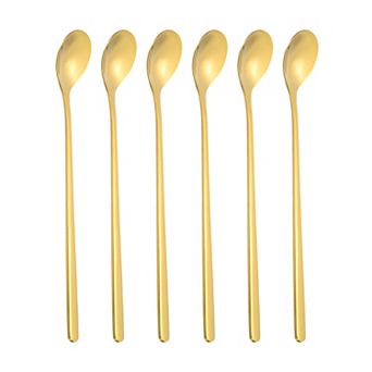 7" Teaspoons, 6 pc Long Spoon Coffee Spoon 304 Stainless Steel Long Handle Iced Tea Spoon Tea Spoons
