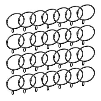 28 pc Openable Curtain Rings Metal Eyelet 1.5 inch Black