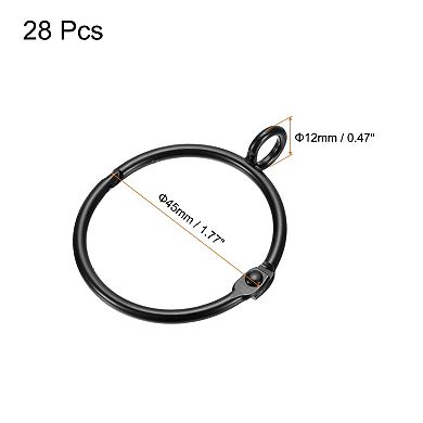 28 PCS Openable Curtain Rings Metal Eyelet 1.5 inch Black