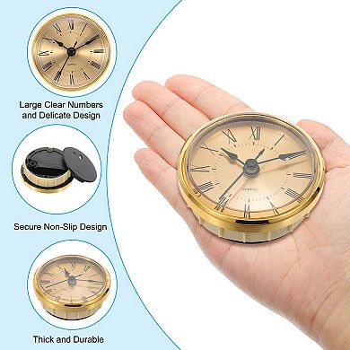 2.8" Quartz Clock Insert, 2Pcs Round Mini Roman Numeral Clock Fit 2.4" Diameter Hole for Replacement