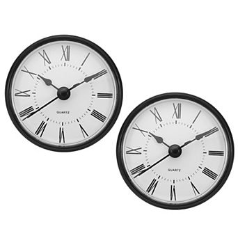 2.8" Quartz Clock Insert, 2 pc Round Mini Roman Numeral Clock Fit 2.4" Diameter Hole for Replacement