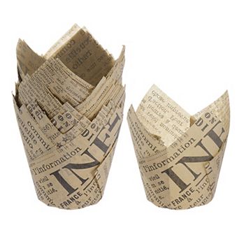50 pc Tulip Cupcake Liner Greaseproof Baking Cup Paper Cupcake Wrapper Holder with Newspaper Pattern
