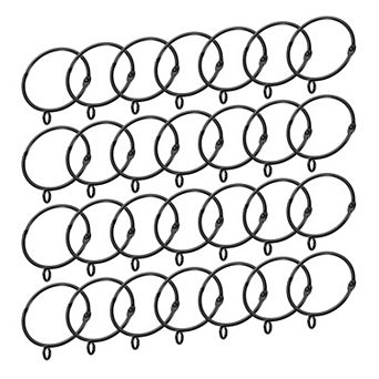 28 pc Openable Curtain Rings Metal Eyelet 2 inch Black
