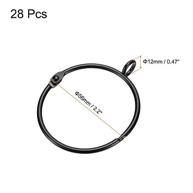 28 PCS Openable Curtain Rings Metal Eyelet 2 inch Black
