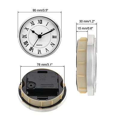 3.5" Quartz Clock Insert, Round Mini Roman Numeral Clock Fit 3.1" Diameter Hole for Replacement