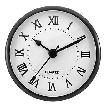 3.5" Quartz Clock Insert, Round Mini Roman Numeral Clock Fit 3.1" Diameter Hole for Replacement