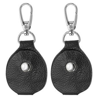 Leather Key Fob, 2 Pack Genuine Leather Keys Cover Portable Key Fob Air Tag Holder for Home Office