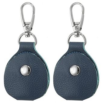 Leather Key Fob, 2 Pack Genuine Leather Keys Cover Portable Key Fob Air Tag Holder for Home Office