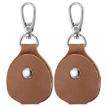 Leather Key Fob, 2 Pack Genuine Leather Keys Cover Portable Key Fob Air Tag Holder for Home Office