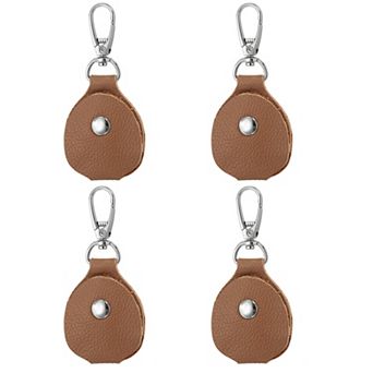 Leather Key Fob, 4 Pack Genuine Leather Keys Cover Portable Key Fob Air Tag Holder for Home Office