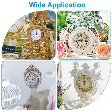 3.5" Quartz Clock Insert, 2Pcs Round Mini Roman Numeral Clock Fit 3" Diameter Hole for Replacement