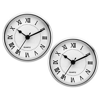 3.5" Quartz Clock Insert, 2 pc Round Mini Roman Numeral Clock Fit 3" Diameter Hole for Replacement