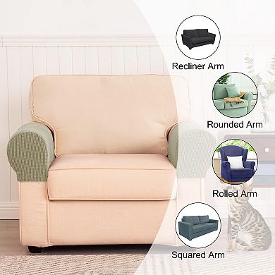 2pcs Stretch Armrest Covers for Chairs and Sofas, Non Slip Couch Arm Covers with Twist Pin