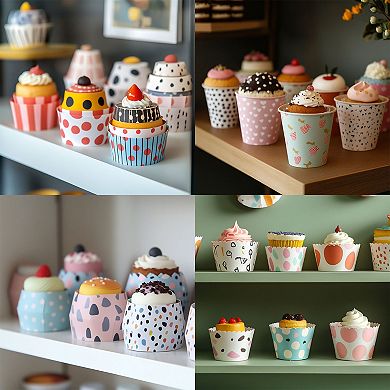 50Pcs Paper Baking Cups, Kraft Paper Muffins Liners Cupcake Greaseproof Disposable Bulk Wrappers