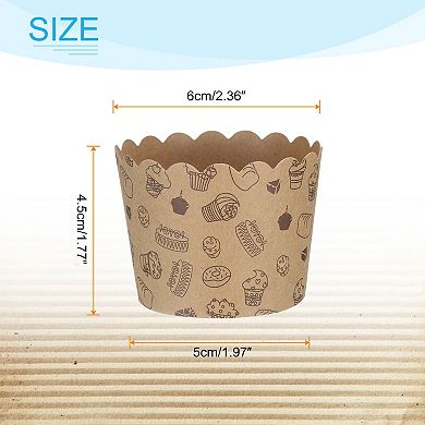 50Pcs Paper Baking Cups, Kraft Paper Muffins Liners Cupcake Greaseproof Disposable Bulk Wrappers